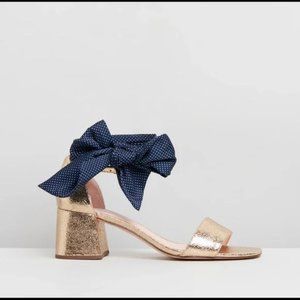 J Crew - Penny Ankle Strap Metallic with Scarf Tie